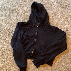 Brandy Melville crop zip hoodie, black. Like New.